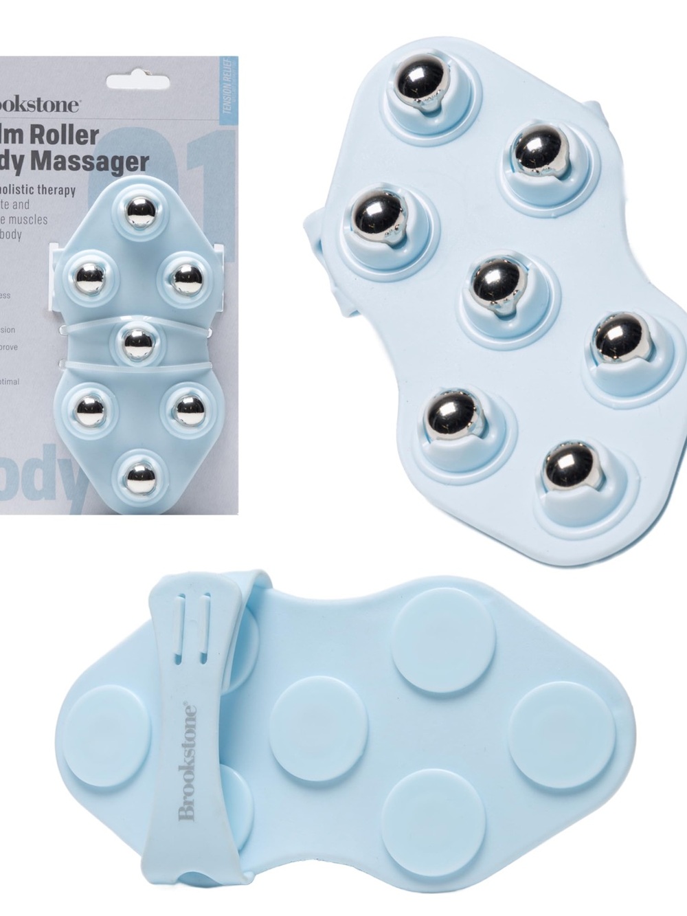 Brookstone Pale Blue 6-Roller Hand Massager
